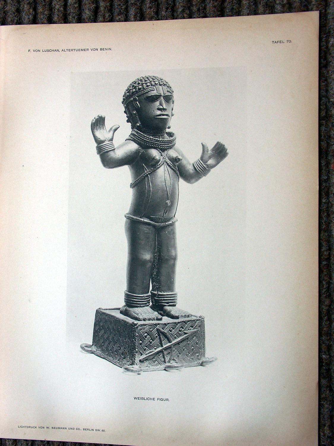 zz-lusc19,tafel 070 benin nigeria,frau-bronze-figur